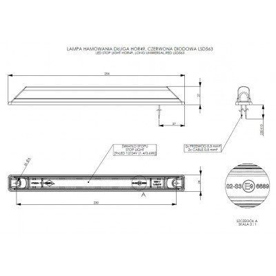 Lampa LED hamowania czerwona długa 9LED (LSD563)