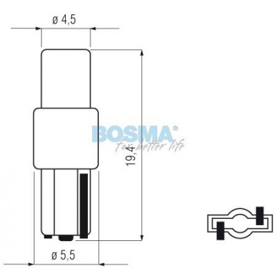 Żarówka LED 12V T05 biała BOSMA 4szt. 3998