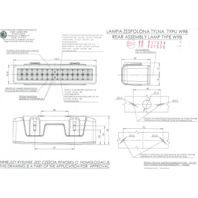 Multifunctional LED rear lamp 3 functions long (747)