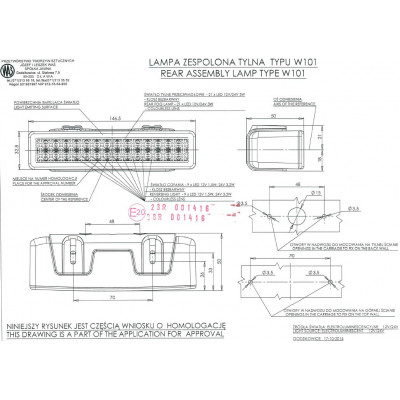 Multifunctional LED rear lamp 2 functions long (750)