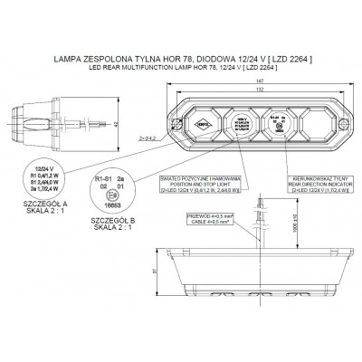 Lampa LED tylna 3 funkcje LZD2264