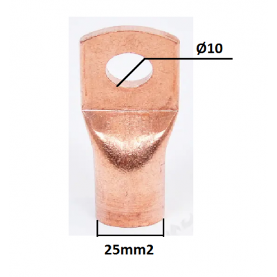 Cable lug (100% Cu) 25mm2/Ø10