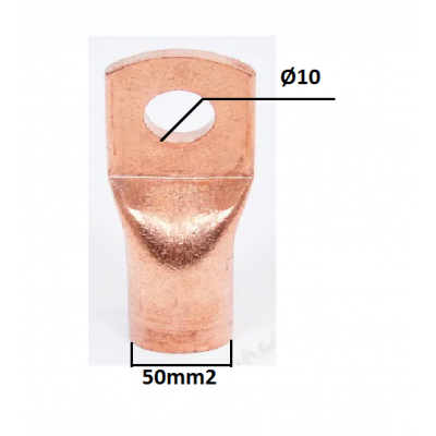 Cable lug (100% Cu) 50mm2/Ø10