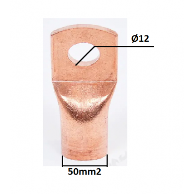 Cable lug (100% Cu) 50mm2/Ø12