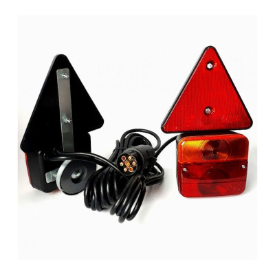 Set of rear lights with bulb and triangle, magnetic mounting.