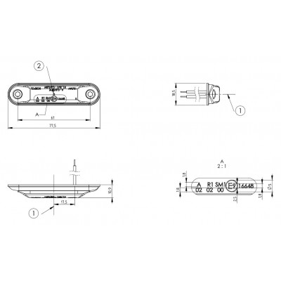 Lampa LED obrysowa przednia biała SLIM LD2327