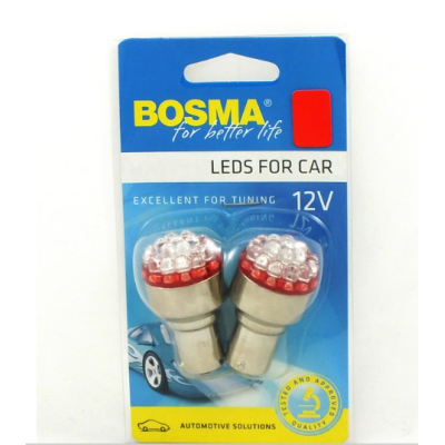 LED bulb 12V BA15s 19xLED RED 2PCS 2236