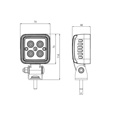 LED work lamp 2000lm (diffused light) 12V-70V (2166) ECE E20