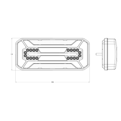 LED-Rückleuchte mit 7 Funktionen, 12–24 V, mit Fassung 1299 DD L/R WAS7