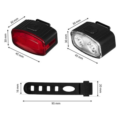 Satz vorderer und hinterer MICRO-USB-Fahrradlampen (BX14057)