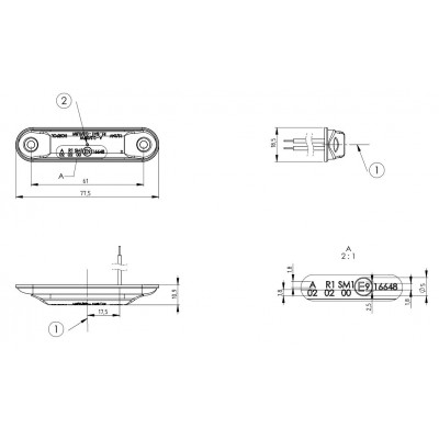 Lampa LED obrysowa przednia biała SLIM LD2327