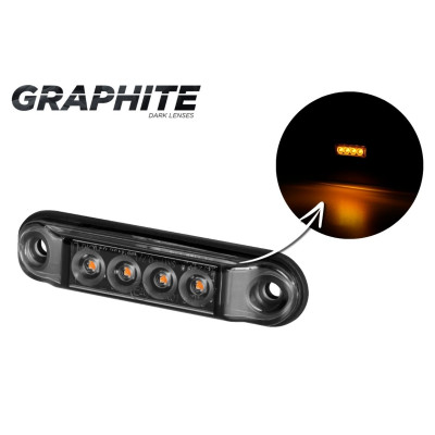 Lampa LED obrysowa boczna żółta SLIM 12V-24V LD2328 GRAPHITE E20